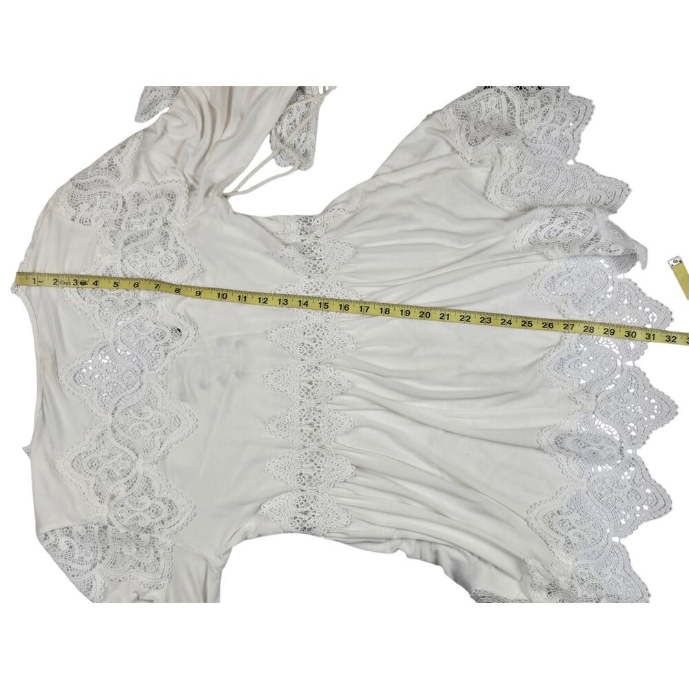 Womens Pol White Tunic Top Size Small Victorian Romantic Flowy Shirt Blouse - Picture 4 of 6